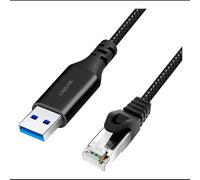 LogiLink CU0400 Câble Réseau 1m Cat6 S/FTP (S-STP) Noir Connecteurs USB Type-A Mâle vers RJ-45 Mâle, Contacts Nickel, Gigabit Ethernet