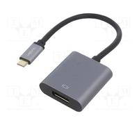 LogiLink CUA0102 Adaptateur USB 3.2 Gen1 Type-C Mâle vers DisplayPort Femelle, contacts Or, 0.15m, 4K/120Hz, Aluminium Noir, 21.6Gbit/s