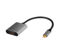 LogiLink CUA0103 Adaptateur USB 3.2 Gen1 Type-C vers HDMI-A, 0.15m, contacts plaqués or, Aluminium/PVC, 4K 60Hz, HDCP, Noir/Gris
