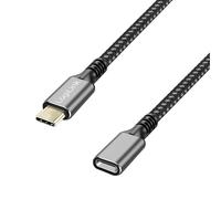 LogiLink CUA0108 : Câble USB-C vers USB-C 1m, USB 3.2 Gen 2 (3.1 Gen 2) 10 Gbit/s, Power Delivery 100W (20V/5A), Contacts Or, Tressé Noir/Gris