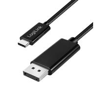 Logilink CUA0121 Câble de connexion USB 3.2 Gen2 de type C vers Displayport, bidirectionnel, 8 K/60 Hz, nylon, métal, noir, 3 m
