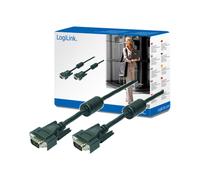 LogiLink CV0016 : Câble VGA (D-Sub) Mâle/Mâle 10m Noir, Certification RoHS, Code SH 84733080