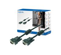 LogiLink CV0017 : Câble VGA (D-Sub) Mâle/Mâle 15m Noir - Connectique VGA (D-Sub) des deux côtés, certifié RoHS - Code SH : 84733080