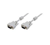 LOGILINK CV0027 - Câble de moniteur VGA, fiche VGA 15 broches, 2 x ferrite, gris,