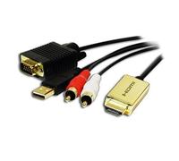 LogiLink CV0052A câble vidéo et adaptateur 2 m HDMI VGA (D-Sub) + RCA Noir