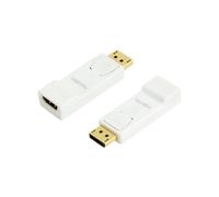 LogiLink CV0057 Adaptateur DisplayPort Mâle vers HDMI Femelle, Contacts Plaqué Or, 10.8Gbit/s, Résolution 1920x1080, Blanc et Jaune