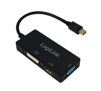 LogiLink CV0110 câble vidéo et adaptateur 0,15 m Mini DisplayPort VGA + HDMI + DVI Noir