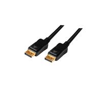 LogiLink CV0113 Câble DisplayPort 1.2 15m Noir, Connecteurs Mâle-Mâle Plaqué Or, Résolution 4096x2160 pixels, Compatibilité 3D