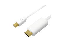 LogiLink CV0124 Câble Mini DisplayPort 1.2 vers HDMI Type A (Standard) Mâle/Mâle 3m, contacts plaqués or, 30Hz, conforme RoHS et CE, blanc