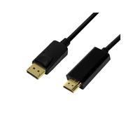 LogiLink CV0127 : Câble DisplayPort 1.2 vers HDMI 1.4 Type A (Standard) Mâle/Mâle 2m, Contacts Or, 30Hz, Noir, Conforme RoHS/CE, 105g