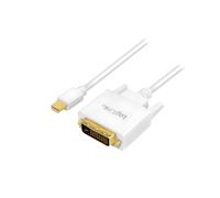 LogiLink CV0138 Câble Adaptateur Mini DisplayPort vers DVI 3m Blanc, DisplayPort 1.2, Résolution 1920x1080, Contacts Or, AWG 32