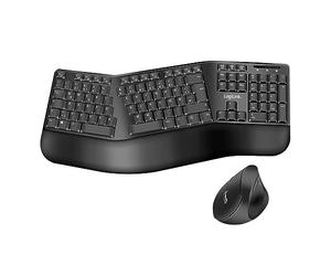 LogiLink Ensemble Clavier Souris Ergonomique sans Fil avec Clavier partagé (avec 13 Touches multimédia)