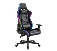 Logilink EO0076 Chaise de Gaming avec Support de tête et Lombaire Éclairage RVB Charge maximale 150 kg Noir