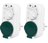 LogiLink ET0013 ET0013 Minuterie mécanique avec capteur crépusculaire avec 7 Modes/réglages différents, Protection IP44 pour extérieur/extérieur Blanc (Lot de 2)