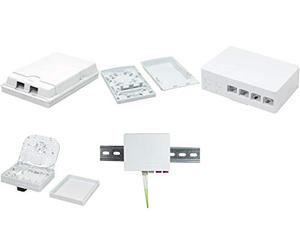 Logilink FB1002 Boîtier de Connexion Indoor FTTH pour 4 fiches, 4 adaptateurs, pour Rail DIN