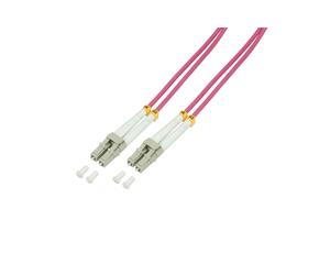 LogiLink FP4LC05 : Câble Fibre Optique 5m LC-LC OM4 Multimode 50/125µm, Full Duplex, 40 Gbit/s, Gaine LSZH Violet, Certifié DIN EN 50173-1