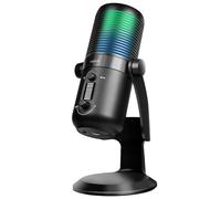LogiLink HS0059 - Microphone Professionnel en Streaming/Podcast/Gaming/Studio - Mémoires cardioïdes + omnidirectionnels, NRC (contrôle de réduction du Bruit), 192 kHz@24 Bits, avec lumière RVB
