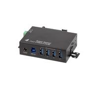 LogiLink Hub 4 Ports (USB 3.0) avec Bloc d'alimentation, Design Industriel, 5 Gbit/s, 10 W, avec Protection Contre Les surintensités, Les surtensions et Les Courts-Circuits