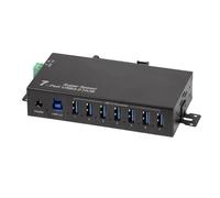 LogiLink Hub 7 Ports (USB 3.0) avec Bloc d'alimentation, Design Industriel, 5 Gbit/s, 10 W, avec Protection Contre Les surintensités, Les surtensions et Les Courts-Circuits