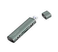 LogiLink Hub USB 3.2 (Gen2) à 2 Ports avec Lecteur de Carte pour Cartes microSD et SD, boîtier en Aluminium avec Capuchon de Protection