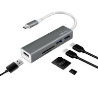 LogiLink Hub USB-C 3.0 + lecteur de cartes 3 ports gris