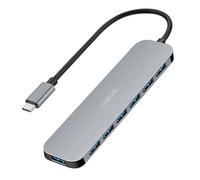 LogiLink Hub USB-C Ultra Fin à 7 Ports 5 Gbit/s avec Chargeur PD 20 W (PowerDelivery), surintensité, surtension, Surcharge et Court-Circuit, pour Windows/Mac OS/iPad OS/Chrome OS/Android/Linux