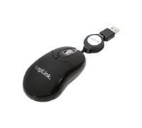 LogiLink ID0016 Souris Optique USB Type-A 800 DPI Ambidextre 3 Boutons Programmables Molette Noir, Compatible Windows/Linux, Câble Rétractable