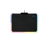 LogiLink ID0155 : Tapis de souris gaming 360x260x1.8mm, surface monochromatique noire, caoutchouc, rétroéclairage LED, alimentation USB