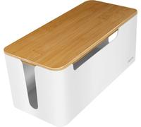 Logilink Kabelbox weiß mit Bambus-Deckel 320x140x130mm