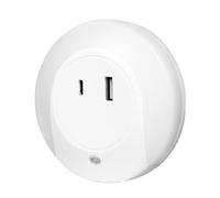 LogiLink LED020 - Veilleuse LED avec capteur crépusculaire et port de charge USB, 1 port USB-C (PowerDelivery) et 1 port USB-A (Quickcharge)