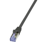 LogiLink CQ4033S RJ45 Câble réseau, câble patch CAT 6a S/FTP 1.00 m noir contacts dorés, ignifuge, avec cliquet d'encastrement