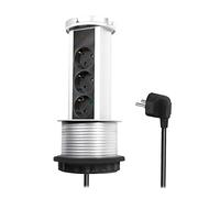 LogiLink LPS235A Bloc multiprise Pop-up 3 Prises (3 x CEE 7/3) avec Protection de Contact Accrue, Convient pour Tables avec Un Trou de câble de 100 mm de diamètre.