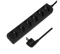 LogiLink LPS238B Multiprise avec 6 prises de terre (angle de 45°), avec sécurité enfant et protection contre la poussière (IP20), noire, 1,5 m