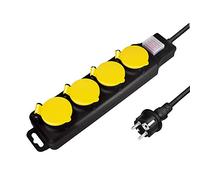 LogiLink LPS254 Bloc multiprise pour extérieur, 4 Prises (4 x CEE 7/3) avec Protection IP 44 et Interrupteur Marche/arrêt, extérieur Noir