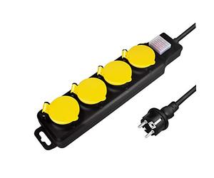 LogiLink LPS254 Bloc multiprise pour extérieur, 4 Prises (4 x CEE 7/3) avec Protection IP 44 et Interrupteur Marche/arrêt, extérieur Noir