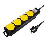 LogiLink LPS254 multiprise 1,5 m 4 sorties CA Extérieure Noir et Jaune