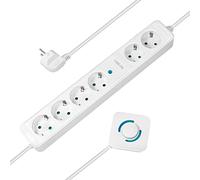 LogiLink LPS271 Bloc multiprise 6 Prises, Dont 4 avec Interrupteur à Pied, 6 Prises CEE 7/3, 1,5 m, Blanc