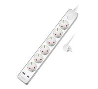 LogiLink LPS288U - Multiprise 6 Prises + Interrupteur Marche/arrêt, 6 x CEE 7/3, 1 x USB-A (18 W), 1 x USB-C (20 W), Longueur du câble : 1,4 m