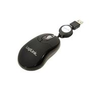 LogiLink Mini with retractable cable - Souris - droitiers et gauchers - optique - 3 boutons - filaire - USB