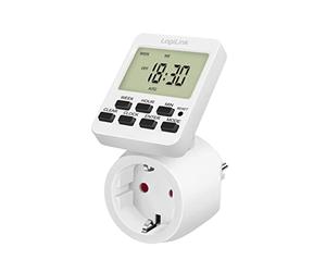 LogiLink Minuterie numérique avec protection IP20 et écran rotatif à 180 °, programmable individuellement, blanc