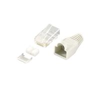 LogiLink MP0021 : Boîte de 100 connecteurs RJ45 gris et transparent, poids 350g, dimensions emballage 170x240mm.
