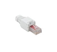 LogiLink MP0025 Connecteur RJ-45 Cat6 Mâle Blanc, Contacts Or, Fils AWG 22/26, Diamètre 6.5mm, Conforme TIA/EIA 568B.2-10 et RoHS.