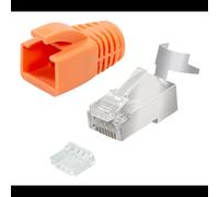LogiLink MP0078 : Kit de 10 connecteurs RJ-45 Mâle Cat7 S/UTP (STP) pour câble AWG 23, blindé, orange/argent - dimensions 8mm x 11.7mm