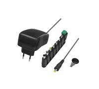 LogiLink PA0198 Chargeur Secteur Universel 24W, 1 Port USB 2.0, 3-12V/2A, Câble 1.45m, Noir, Dimensions 50x85x41mm, Entrée 100-240V