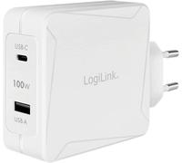 LogiLink PA0281 Chargeur USB 100 W 1x USB-A, 1x USB-C® Power Delivery blanc intérieure USB Power Delivery (USB-PD)