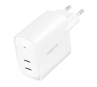 LogiLink PA0282 - Adaptateur de Prise USB, 2 Ports USB-C PD (PowerDelivery), Technologie GaN, 40 W
