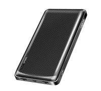 LogiLink PA0328 - Powerbank 10000 mAh, 2 Ports USB-A + 1 Port USB-C (pour appareils) avec Fonction de Charge Rapide, USB-C + Micro USB (Recharge de la Batterie Externe), Noir