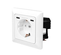 LogiLink PA0331 - Prise encastrée, 1 prise de contact de protection (CEE 7/3), 2 ports USB-C avec PD (Power Delivery), profondeur d'encastrement : 29,5 mm
