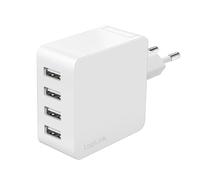 LogiLink PA0336W Adaptateur de Charge/Prise USB, 4 Ports USB-A, 24 W, avec Protection 5 Compartiments