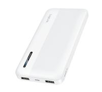 LogiLink PA0338WRF Batterie Externe 10000mAh 1x USB-A + 1x USB-C 12W Blanc - Entrée Micro-USB/USB-C, Sortie 5V/2.4A, Charge Rapide